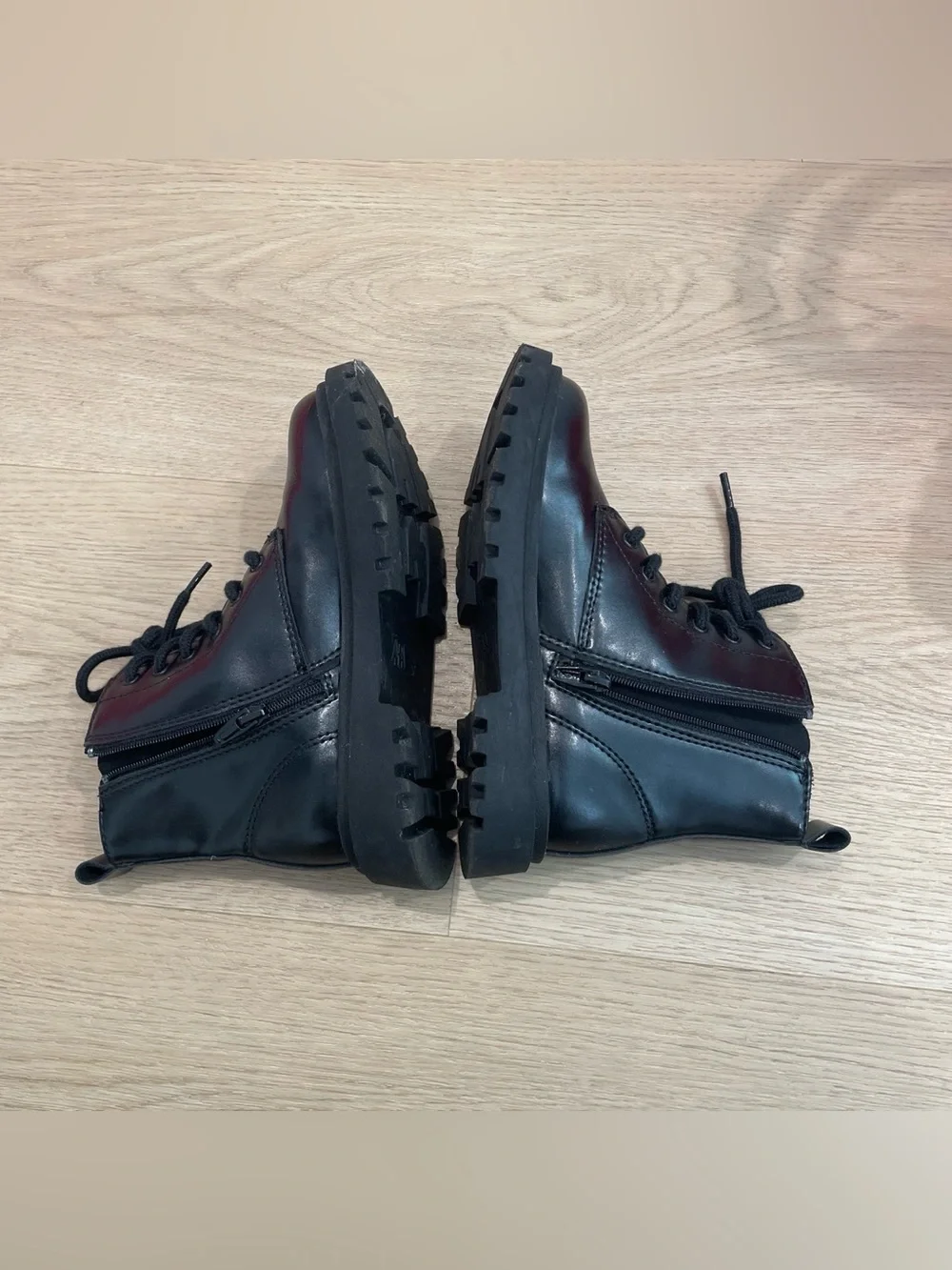 Zara Black Kids Lace-Up Ankle Boots